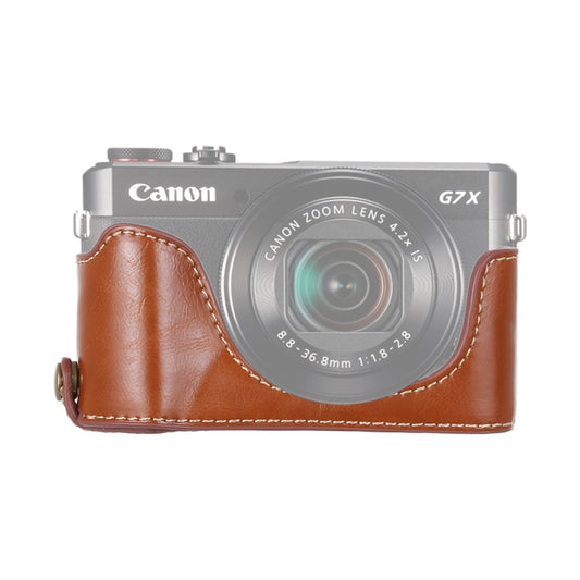 1/4 inch Thread PU Leather Camera Half Case Base for Canon G7 X Mark II (Brown) - Half Case by buy2fix | Online Shopping UK | buy2fix