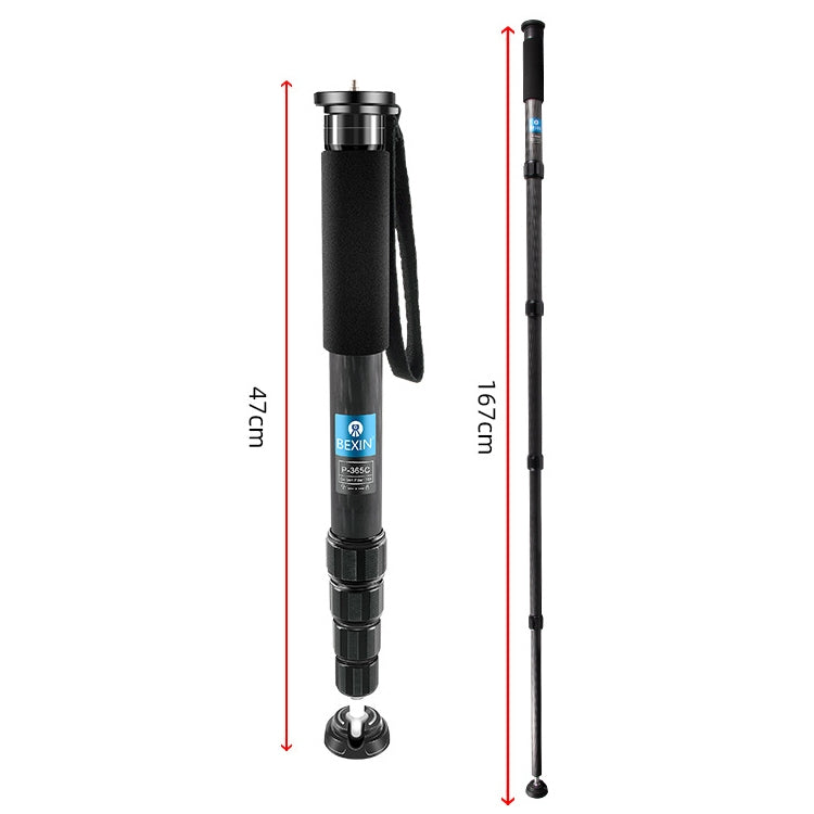 BEXIN P365C Camera Carbon Fiber Monopod Travel Live Selfie Bracket Holder - Monopods by BEXIN | Online Shopping UK | buy2fix
