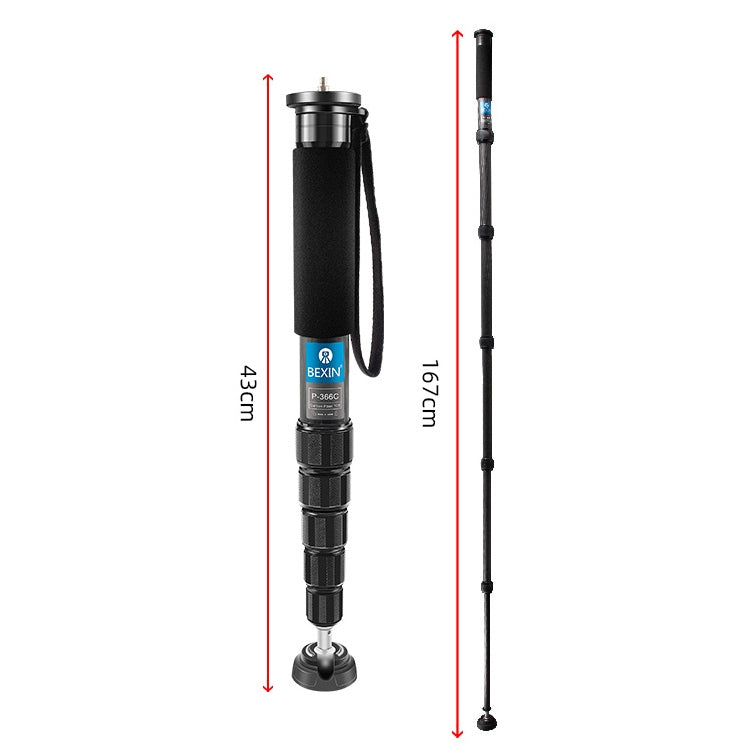 BEXIN P366C Camera Carbon Fiber Monopod Travel Live Selfie Bracket Holder - Monopods by BEXIN | Online Shopping UK | buy2fix