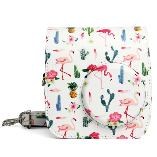 Flamingo Cactus Pattern PU Leather Protective Camera Case Bag For FUJIFILM Instax Mini 7S / 7C Camera - Leather Bag by buy2fix | Online Shopping UK | buy2fix