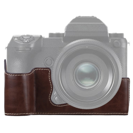 1/4 inch Thread PU Leather Camera Half Case Base for FUJIFILM GFX 50S (Coffee) - Half Case by buy2fix | Online Shopping UK | buy2fix