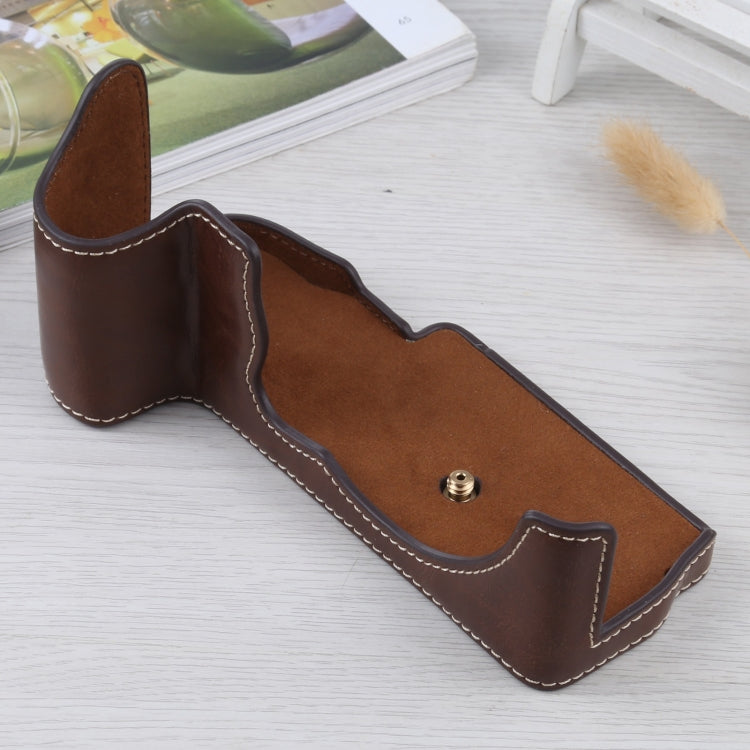 1/4 inch Thread PU Leather Camera Half Case Base for FUJIFILM GFX 50S (Coffee) - Half Case by buy2fix | Online Shopping UK | buy2fix