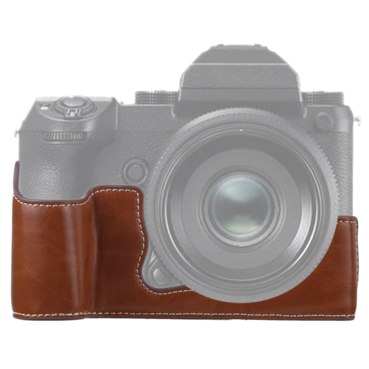 1/4 inch Thread PU Leather Camera Half Case Base for FUJIFILM GFX 50S (Brown) - Half Case by buy2fix | Online Shopping UK | buy2fix