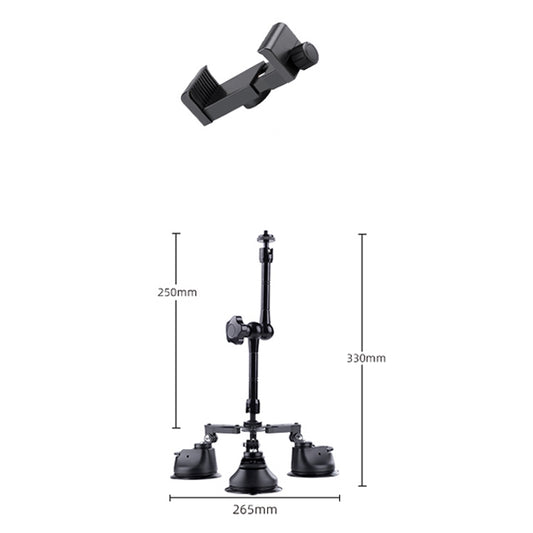Tri-leg Suction Cup Articulating Friction Magic Arm Phone Clamp Mount (Black) - Holder by buy2fix | Online Shopping UK | buy2fix