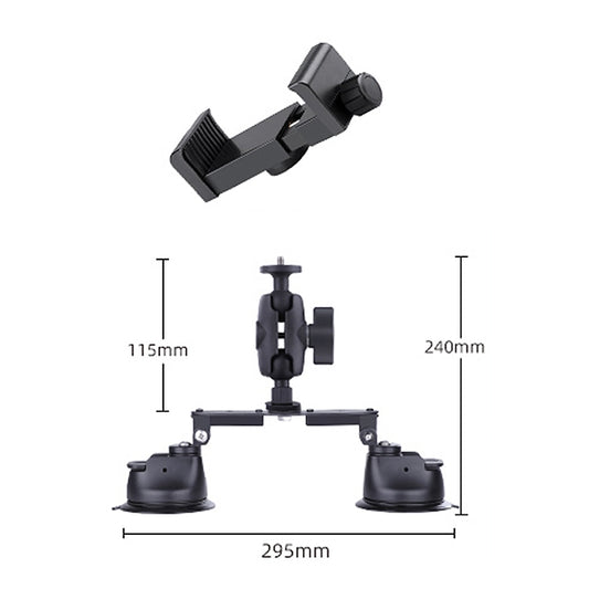 Dual-leg Suction Cup Connecting Rod Arm Phone Clamp Mount(Black) - Holder by buy2fix | Online Shopping UK | buy2fix