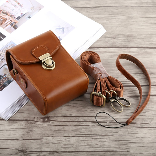 Full Body Camera Buckle Lock PU Leather Case Bag with Hand Strap & Neck Strap for Canon G7X II / G9X Mark II, Sony RX100 / M2(Brown) by buy2fix
