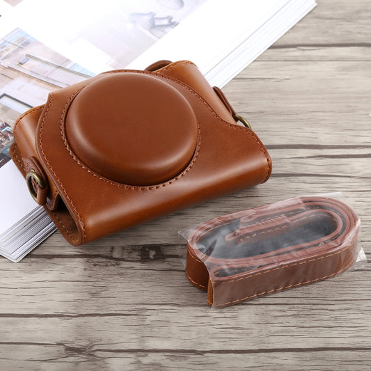 Full Body Camera PU Leather Case Bag with Strap for Sony DSC-HX90(Brown) - Leather Bag by buy2fix | Online Shopping UK | buy2fix