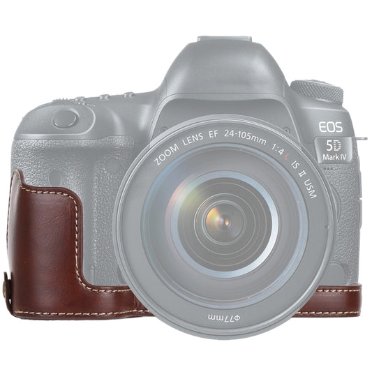 1/4 inch Thread PU Leather Camera Half Case Base for Canon EOS 5D Mark IV / 5D Mark III(Coffee) - Half Case by buy2fix | Online Shopping UK | buy2fix