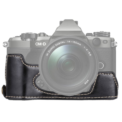 1/4 inch Thread PU Leather Camera Half Case Base for Olympus EM5 / EM5 Mark II (Black) - Half Case by buy2fix | Online Shopping UK | buy2fix