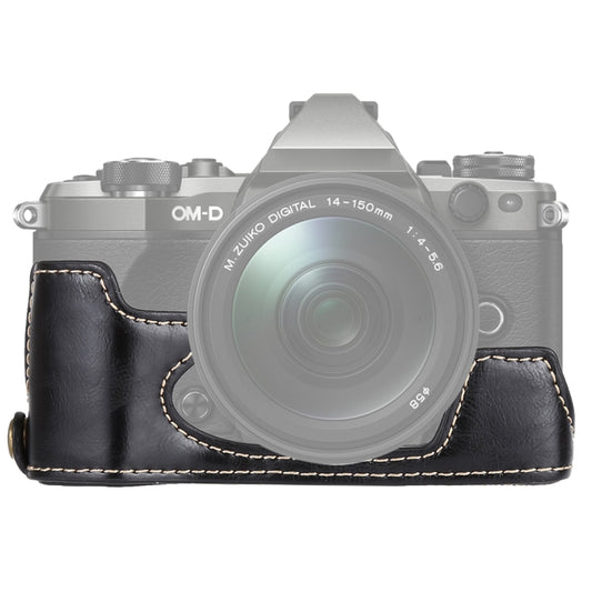 1/4 inch Thread PU Leather Camera Half Case Base for Olympus EM5 / EM5 Mark II (Black) - Half Case by buy2fix | Online Shopping UK | buy2fix