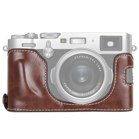 1/4 inch Thread PU Leather Camera Half Case Base for FUJIFILM X100F (Coffee) - Half Case by buy2fix | Online Shopping UK | buy2fix