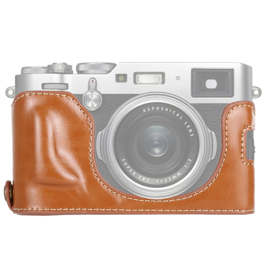 1/4 inch Thread PU Leather Camera Half Case Base for FUJIFILM X100F (Brown) - Half Case by buy2fix | Online Shopping UK | buy2fix
