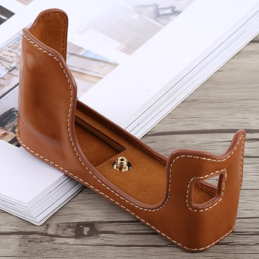 1/4 inch Thread PU Leather Camera Half Case Base for FUJIFILM X100F (Brown) - Half Case by buy2fix | Online Shopping UK | buy2fix