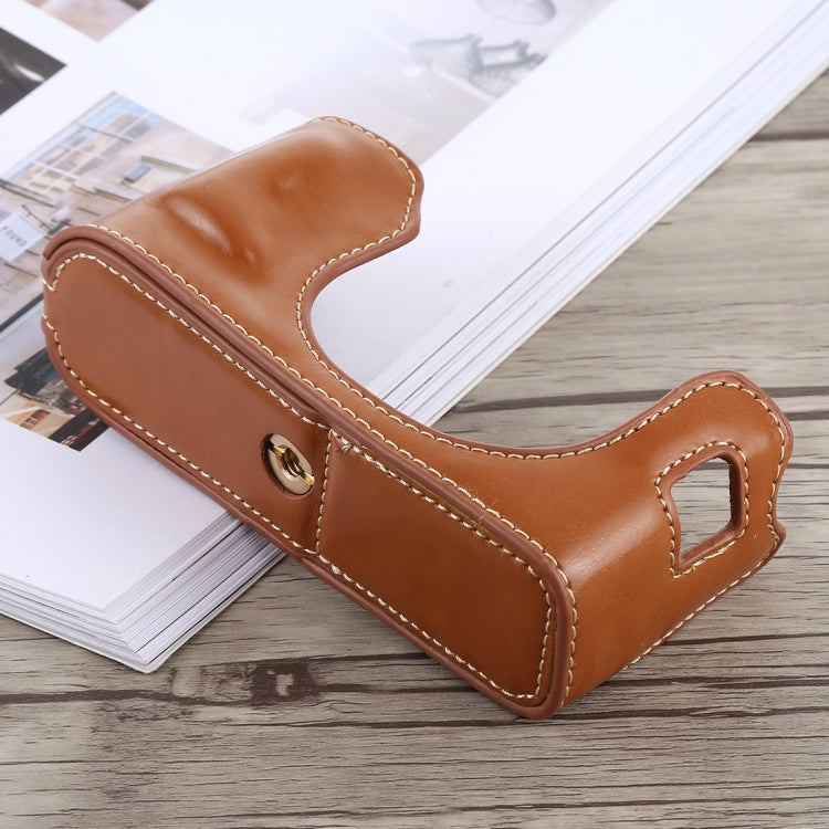 1/4 inch Thread PU Leather Camera Half Case Base for FUJIFILM X100F (Brown) - Half Case by buy2fix | Online Shopping UK | buy2fix
