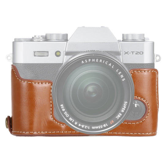 1/4 inch Thread PU Leather Camera Half Case Base for FUJIFILM X-T10 / X-T20 (Brown) - Half Case by buy2fix | Online Shopping UK | buy2fix
