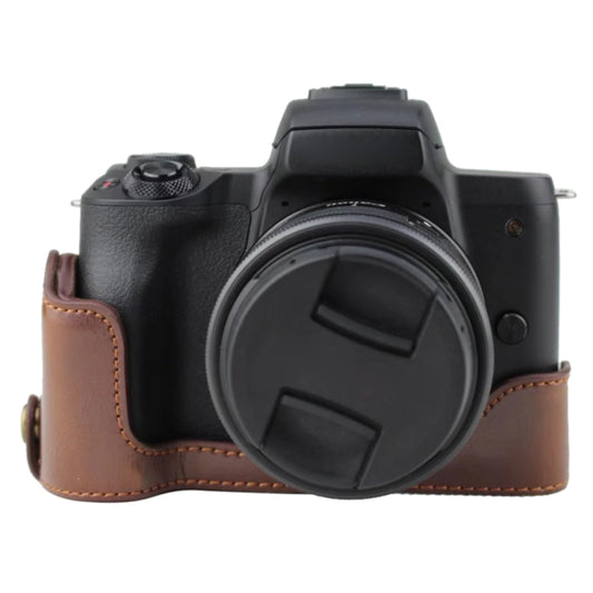1/4 inch Thread PU Leather Camera Half Case Base for Canon EOS M50 / M50 Mark II (Coffee) - Half Case by buy2fix | Online Shopping UK | buy2fix
