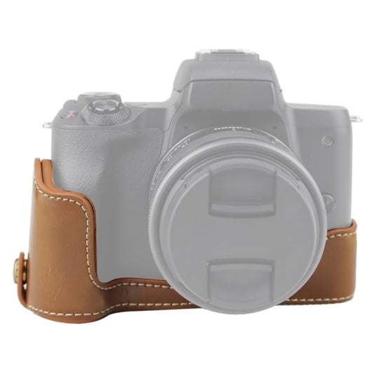 1/4 inch Thread PU Leather Camera Half Case Base for Canon EOS M50 / M50 Mark II (Brown) - Half Case by buy2fix | Online Shopping UK | buy2fix