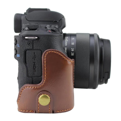 1/4 inch Thread PU Leather Camera Half Case Base for Canon EOS M50 / M50 Mark II (Brown) - Half Case by buy2fix | Online Shopping UK | buy2fix