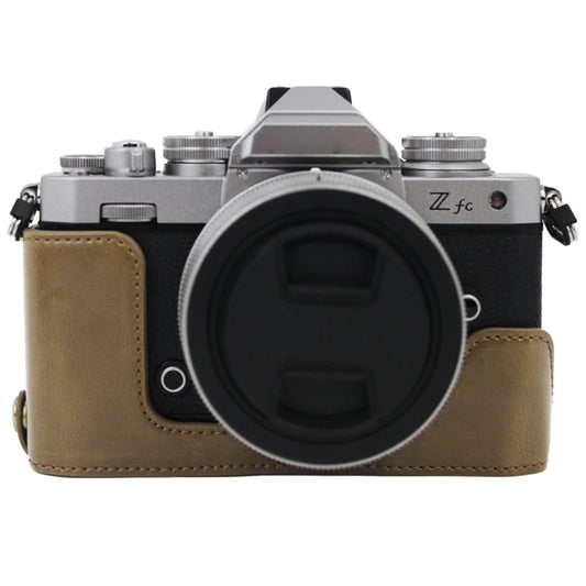 1/4 inch Thread PU Leather Camera Half Case Base for Nikon Z fc (Khaki) - Half Case by buy2fix | Online Shopping UK | buy2fix