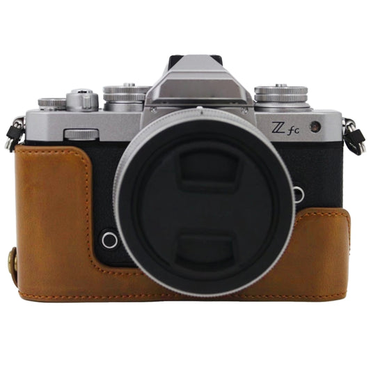 1/4 inch Thread PU Leather Camera Half Case Base for Nikon Z fc (Brown) - Half Case by buy2fix | Online Shopping UK | buy2fix