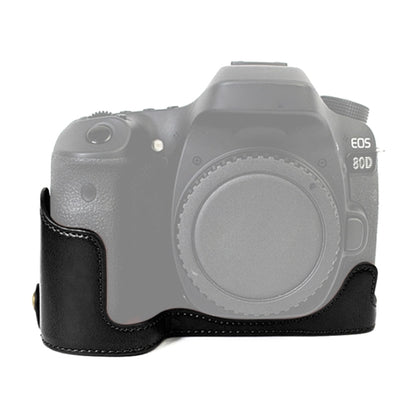 1/4 inch Thread PU Leather Camera Half Case Base for Canon EOS 80D / 70D(Black) - Half Case by buy2fix | Online Shopping UK | buy2fix