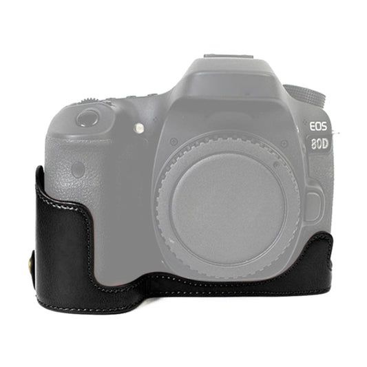 1/4 inch Thread PU Leather Camera Half Case Base for Canon EOS 80D / 70D(Black) - Half Case by buy2fix | Online Shopping UK | buy2fix