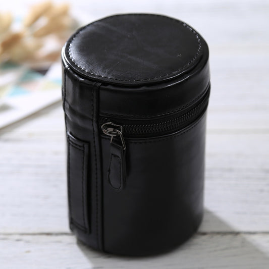Medium Lens Case Zippered PU Leather Pouch Box for DSLR Camera Lens, Size: 13x9x9cm(Black) - Lens Bag by buy2fix | Online Shopping UK | buy2fix