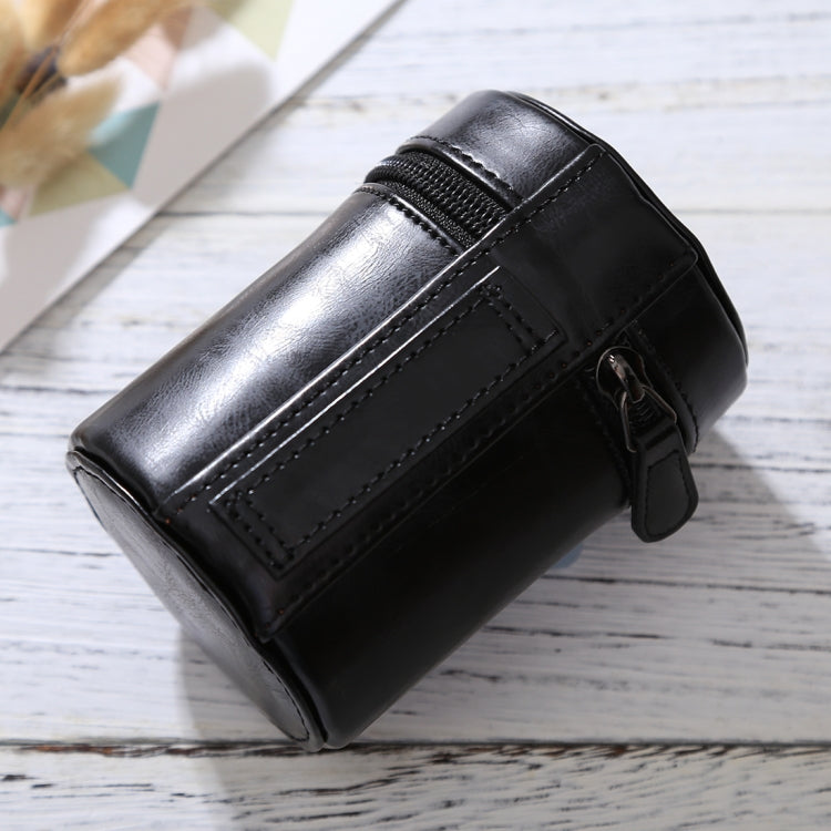 Small Lens Case Zippered PU Leather Pouch Box for DSLR Camera Lens, Size: 11x8x8cm(Black) - Lens Bag by buy2fix | Online Shopping UK | buy2fix