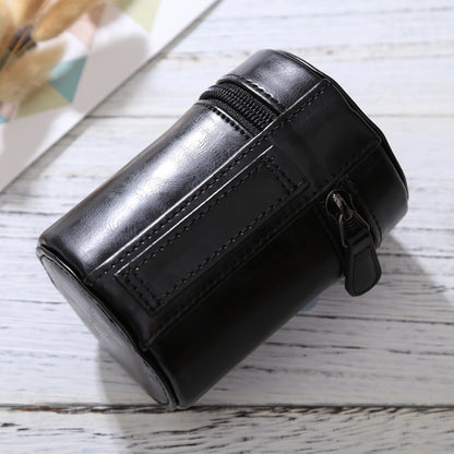 Small Lens Case Zippered PU Leather Pouch Box for DSLR Camera Lens, Size: 11x8x8cm(Black) - Lens Bag by buy2fix | Online Shopping UK | buy2fix