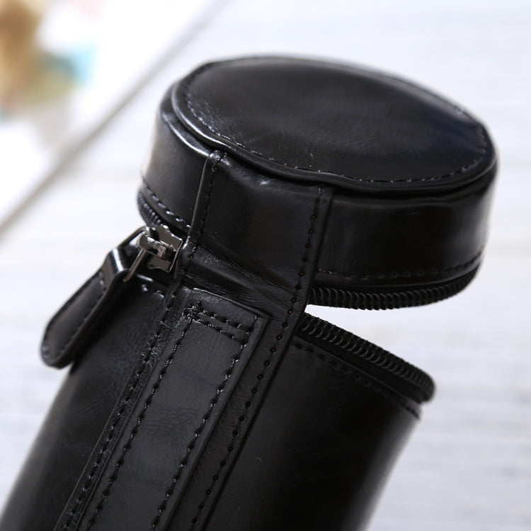 Small Lens Case Zippered PU Leather Pouch Box for DSLR Camera Lens, Size: 11x8x8cm(Black) - Lens Bag by buy2fix | Online Shopping UK | buy2fix