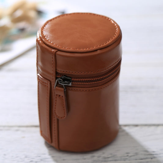 Small Lens Case Zippered PU Leather Pouch Box for DSLR Camera Lens, Size: 11x8x8cm(Brown) - Lens Bag by buy2fix | Online Shopping UK | buy2fix
