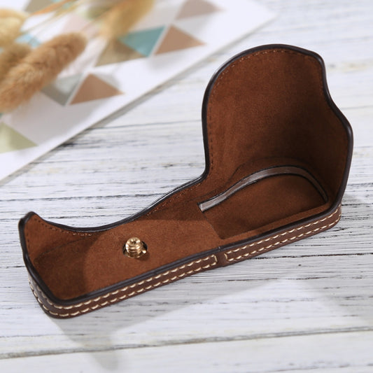 1/4 inch Thread PU Leather Camera Half Case Base for Sony ILCE-5100 / A5100(Coffee) - Half Case by buy2fix | Online Shopping UK | buy2fix