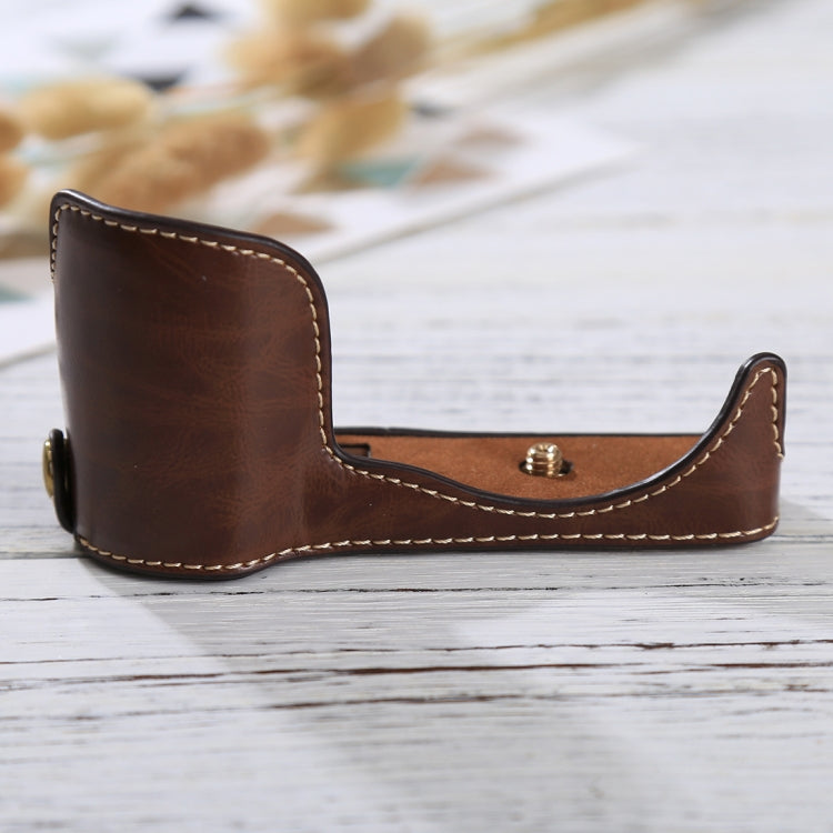 1/4 inch Thread PU Leather Camera Half Case Base for Sony ILCE-5100 / A5100(Coffee) - Half Case by buy2fix | Online Shopping UK | buy2fix