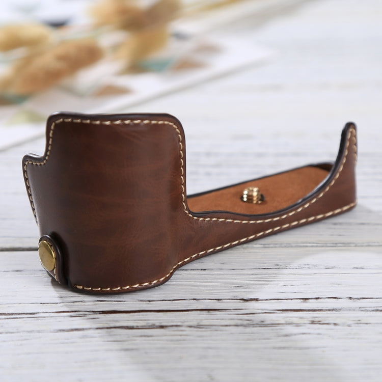 1/4 inch Thread PU Leather Camera Half Case Base for Sony ILCE-5100 / A5100(Coffee) - Half Case by buy2fix | Online Shopping UK | buy2fix