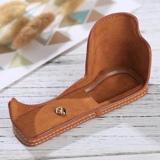 1/4 inch Thread PU Leather Camera Half Case Base for Sony ILCE-5100 / A5100(Brown) - Half Case by buy2fix | Online Shopping UK | buy2fix