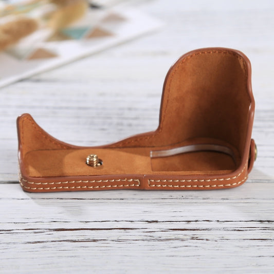 1/4 inch Thread PU Leather Camera Half Case Base for Sony ILCE-5100 / A5100(Brown) - Half Case by buy2fix | Online Shopping UK | buy2fix