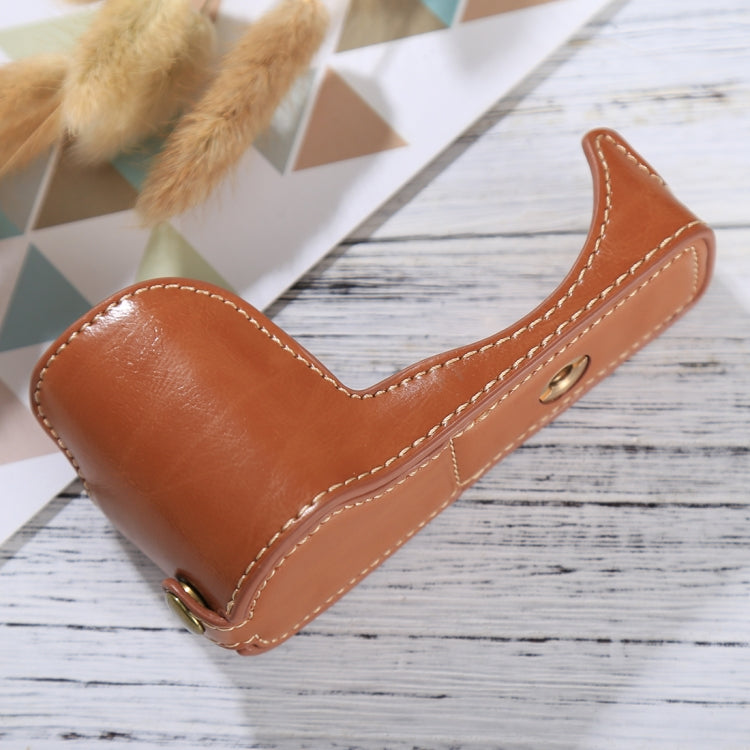 1/4 inch Thread PU Leather Camera Half Case Base for Sony ILCE-5100 / A5100(Brown) - Half Case by buy2fix | Online Shopping UK | buy2fix