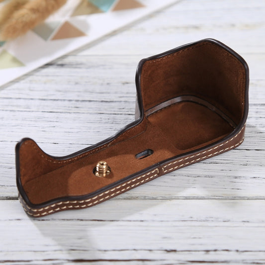 1/4 inch Thread PU Leather Camera Half Case Base for Sony ILCE-6000 / A6000(Coffee) - Half Case by buy2fix | Online Shopping UK | buy2fix
