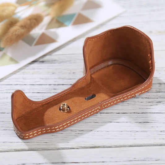 1/4 inch Thread PU Leather Camera Half Case Base for Sony ILCE-6000 / A6000(Brown) - Half Case by buy2fix | Online Shopping UK | buy2fix
