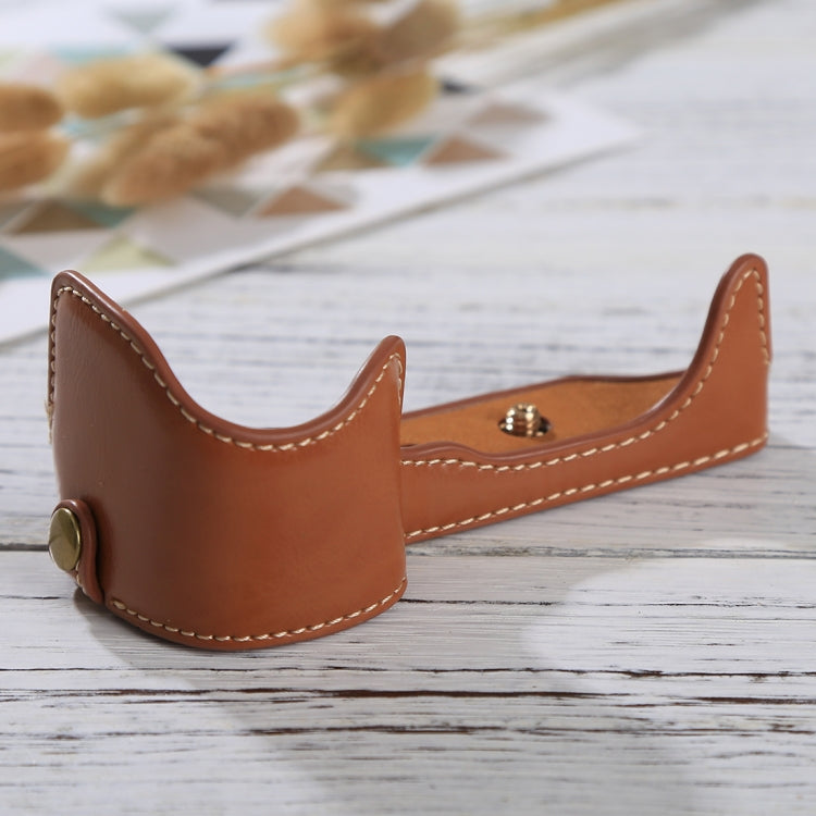 1/4 inch Thread PU Leather Camera Half Case Base for Sony ILCE-6000 / A6000(Brown) - Half Case by buy2fix | Online Shopping UK | buy2fix