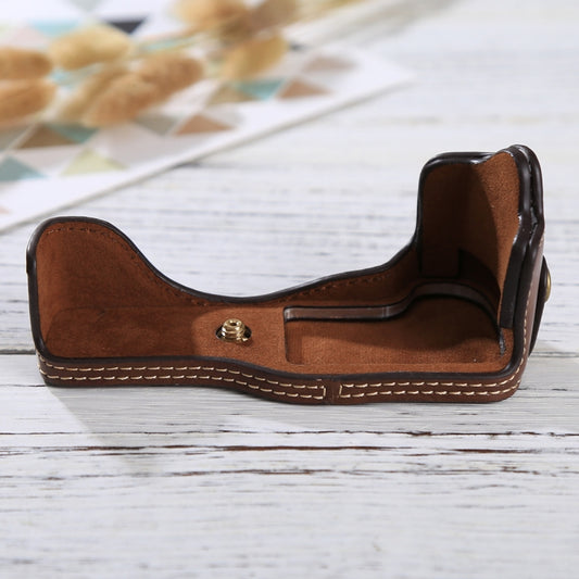 1/4 inch Thread PU Leather Camera Half Case Base for Canon EOS M3(Coffee) - Half Case by buy2fix | Online Shopping UK | buy2fix