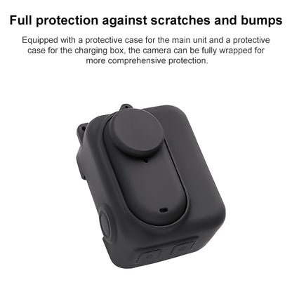 For Insta360 GO 3 Camera Body Charging Case Silicone Case with Lens Cap & Strap (Black) by buy2fix