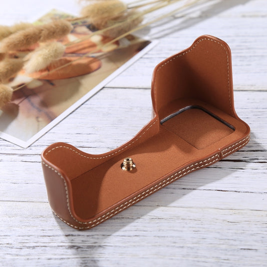 1/4 inch Thread PU Leather Camera Half Case Base for Sony A7S2 / A7R2 / A7K2 / A7 II(Brown) - Half Case by buy2fix | Online Shopping UK | buy2fix