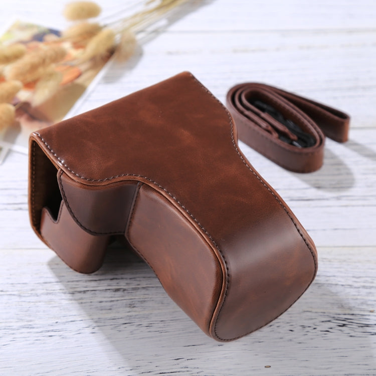 Full Body Camera PU Leather Case Bag with Strap for Canon EOS M6 (18-150mm Lens) (Coffee) by buy2fix