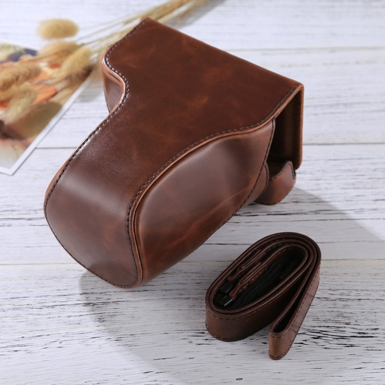 Full Body Camera PU Leather Case Bag with Strap for Canon EOS M6 (18-150mm Lens) (Coffee) by buy2fix