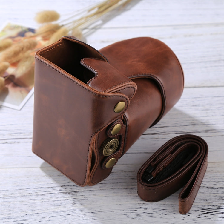 Full Body Camera PU Leather Case Bag with Strap for Canon EOS M6 (18-150mm Lens) (Coffee) by buy2fix