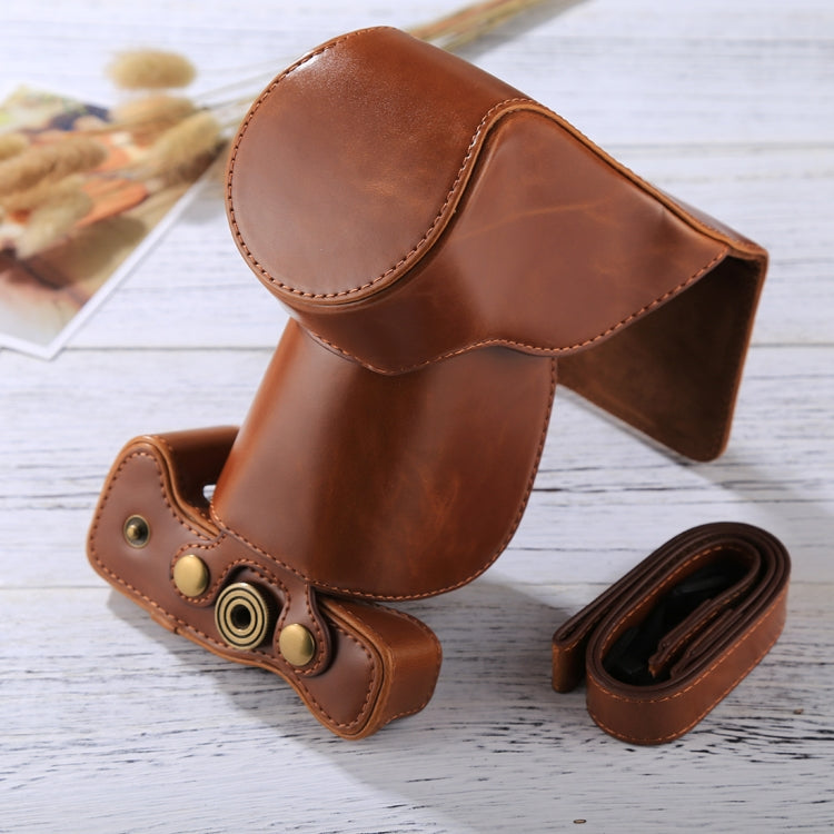 Full Body Camera PU Leather Case Bag with Strap for Canon EOS M6 (18-150mm Lens) (Brown) by buy2fix