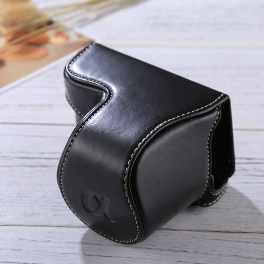Full Body Camera PU Leather Case Bag with Strap for Sony A5100 / A5000 / NEX-3N (16-50mm / 40.5mm Lens)(Black) - Leather Bag by buy2fix | Online Shopping UK | buy2fix