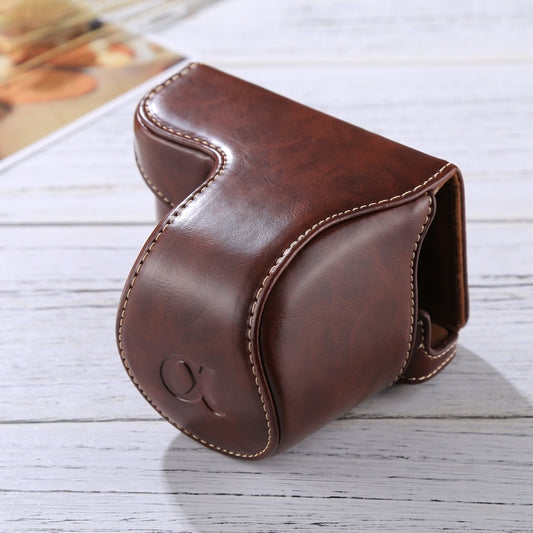 Full Body Camera PU Leather Case Bag with Strap for Sony A5100 / A5000 / NEX-3N (16-50mm / 40.5mm Lens)(Coffee) - Leather Bag by buy2fix | Online Shopping UK | buy2fix