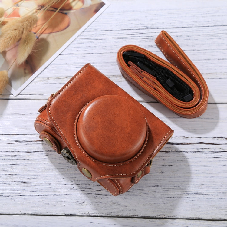 Full Body Camera PU Leather Camera Case Bag with Strap for Canon PowerShot G7 X Mark II (Brown) by buy2fix